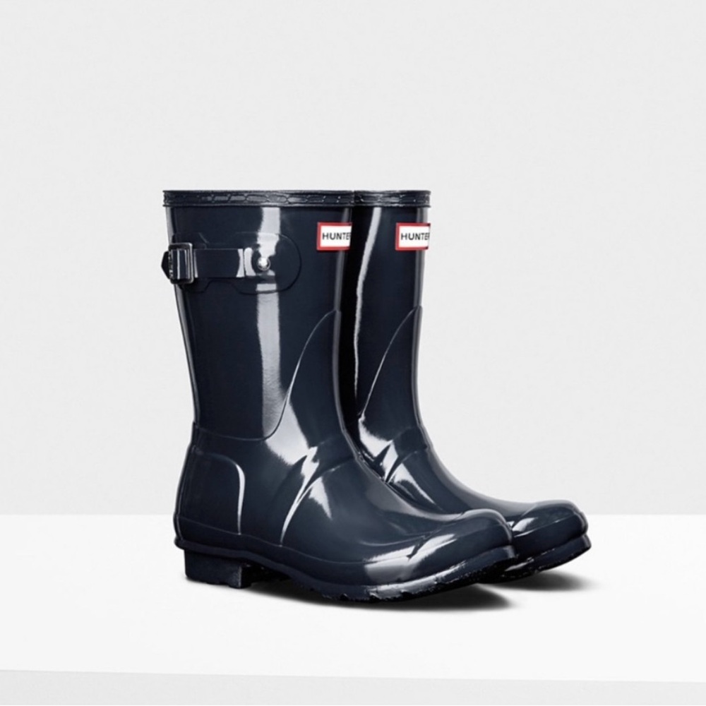 Hunter Navy Glossy Rain Boots